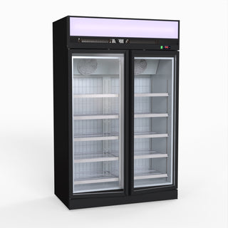 1006L Black Upright Double Glass Door Freezer - Thermaster LG-1006DF