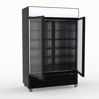 Thermaster 1200L Two Glass Door Colourbond Upright Drink Fridge Black LG-1200BP