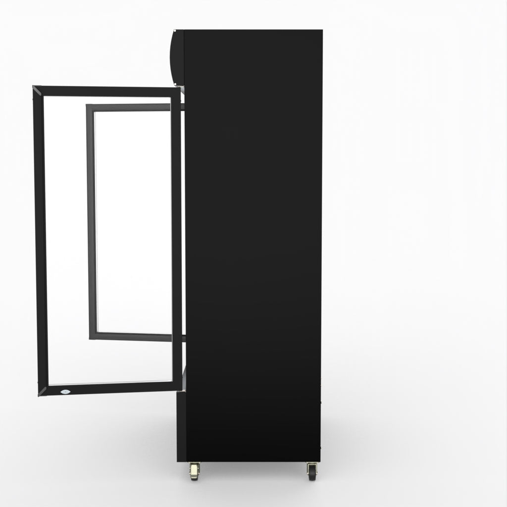 Thermaster 1200L Two Glass Door Colourbond Upright Drink Fridge Black LG-1200BP