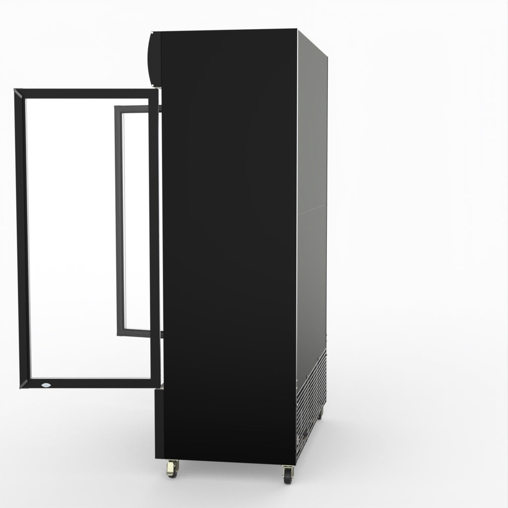 Thermaster 1200L Two Glass Door Colourbond Upright Drink Fridge Black LG-1200BP
