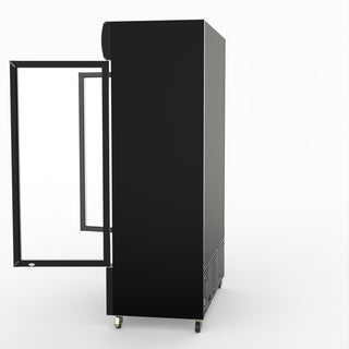 Thermaster 1200L Two Glass Door Colourbond Upright Drink Fridge Black LG-1200BP