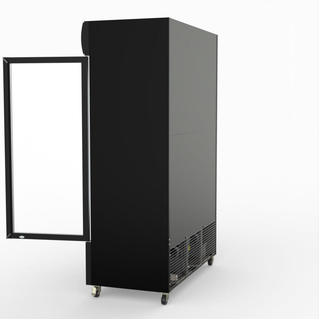 Thermaster 1200L Two Glass Door Colourbond Upright Drink Fridge Black LG-1200BP
