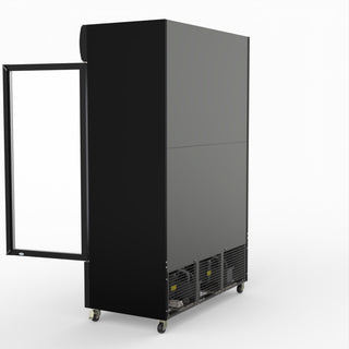 Thermaster 1200L Two Glass Door Colourbond Upright Drink Fridge Black LG-1200BP