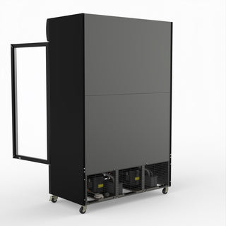 Thermaster 1200L Two Glass Door Colourbond Upright Drink Fridge Black LG-1200BP