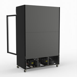 Thermaster 1200L Two Glass Door Colourbond Upright Drink Fridge Black LG-1200BP