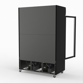 Thermaster 1200L Two Glass Door Colourbond Upright Drink Fridge Black LG-1200BP