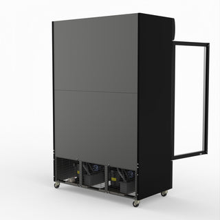 Thermaster 1200L Two Glass Door Colourbond Upright Drink Fridge Black LG-1200BP