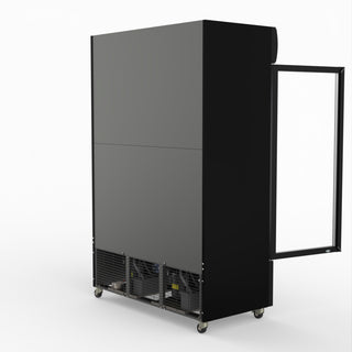 Thermaster 1200L Two Glass Door Colourbond Upright Drink Fridge Black LG-1200BP
