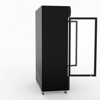 Thermaster 1200L Two Glass Door Colourbond Upright Drink Fridge Black LG-1200BP