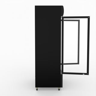 Thermaster 1200L Two Glass Door Colourbond Upright Drink Fridge Black LG-1200BP