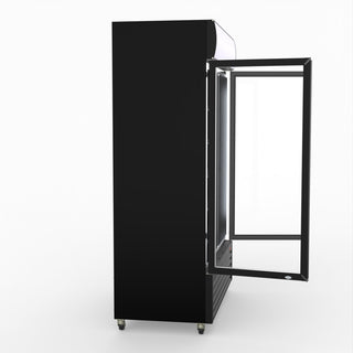 Thermaster 1200L Two Glass Door Colourbond Upright Drink Fridge Black LG-1200BP
