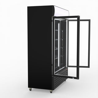 Thermaster 1200L Two Glass Door Colourbond Upright Drink Fridge Black LG-1200BP