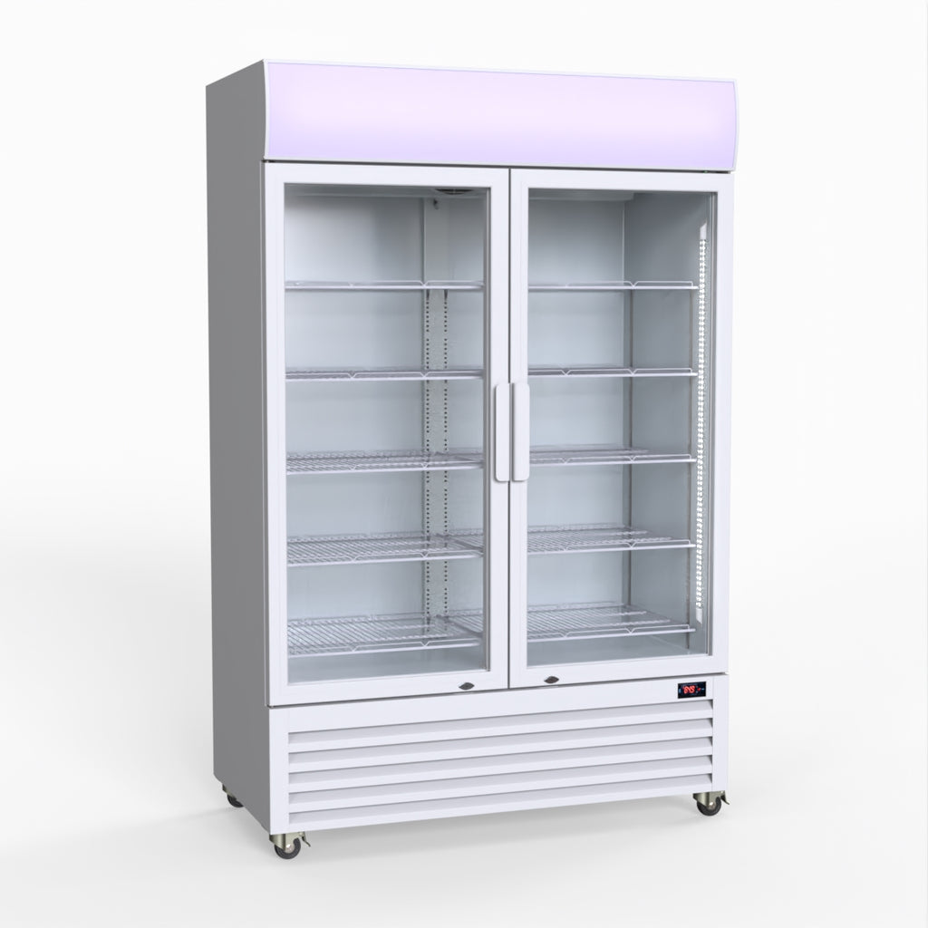 1200L Large Two Glass Door Colourbond Upright Drink Fridge - Thermaster LG-1200P