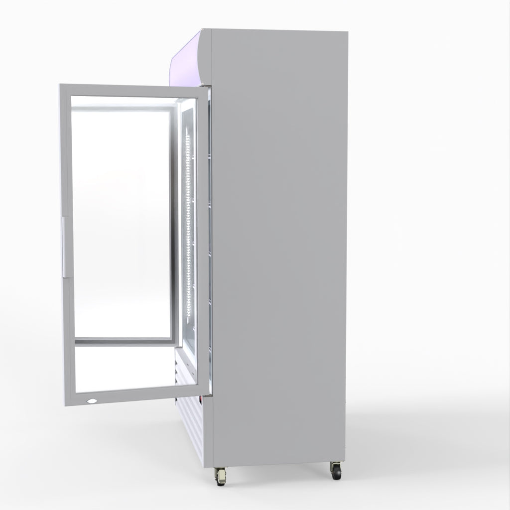 Thermaster 1200L Two Glass Door Colourbond Upright Drink Fridge White LG-1200P