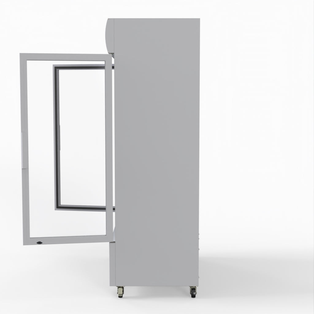 Thermaster 1200L Two Glass Door Colourbond Upright Drink Fridge White LG-1200P