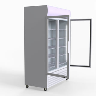 1200L Large Two Glass Door Colourbond Upright Drink Fridge - Thermaster LG-1200P