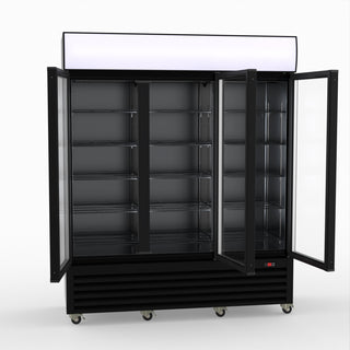 Thermaster 1200L 3 Glass Door Colourbond Upright Drink Fridge Black LG-1203BP