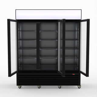Thermaster 1200L 3 Glass Door Colourbond Upright Drink Fridge Black LG-1203BP