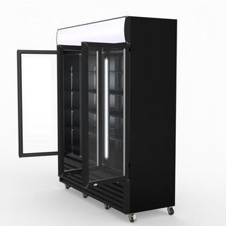 Thermaster 1200L 3 Glass Door Colourbond Upright Drink Fridge Black LG-1203BP