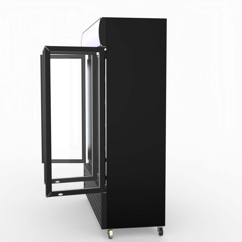 Thermaster 1200L 3 Glass Door Colourbond Upright Drink Fridge Black LG-1203BP