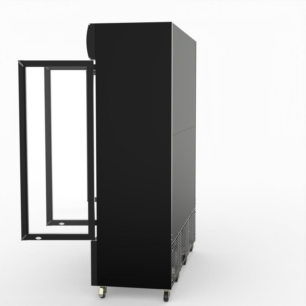 Thermaster 1200L 3 Glass Door Colourbond Upright Drink Fridge Black LG-1203BP