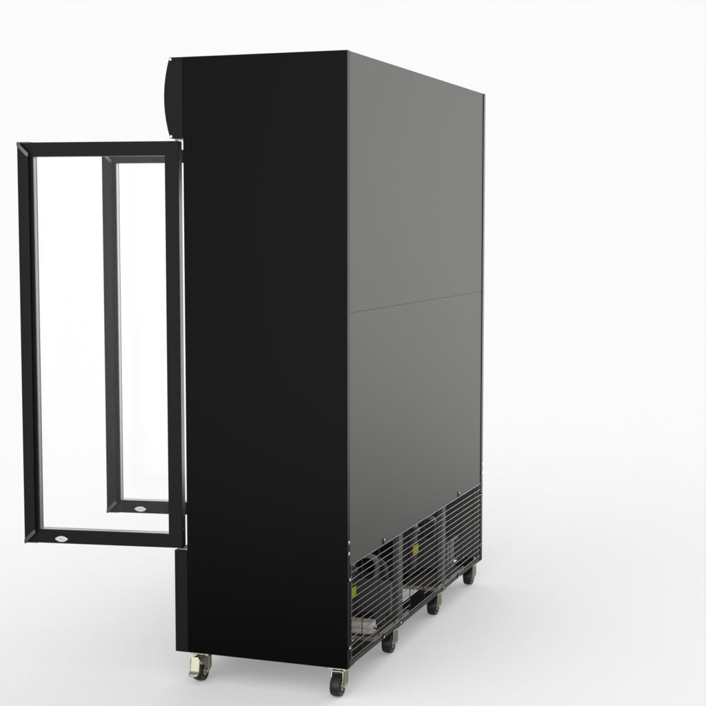 Thermaster 1200L 3 Glass Door Colourbond Upright Drink Fridge Black LG-1203BP