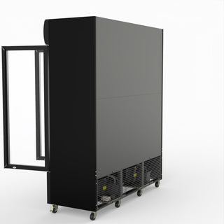Thermaster 1200L 3 Glass Door Colourbond Upright Drink Fridge Black LG-1203BP