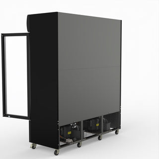 Thermaster 1200L 3 Glass Door Colourbond Upright Drink Fridge Black LG-1203BP