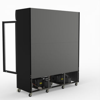 Thermaster 1200L 3 Glass Door Colourbond Upright Drink Fridge Black LG-1203BP