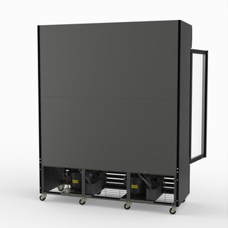 Thermaster 1200L 3 Glass Door Colourbond Upright Drink Fridge Black LG-1203BP