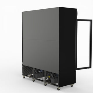 Thermaster 1200L 3 Glass Door Colourbond Upright Drink Fridge Black LG-1203BP