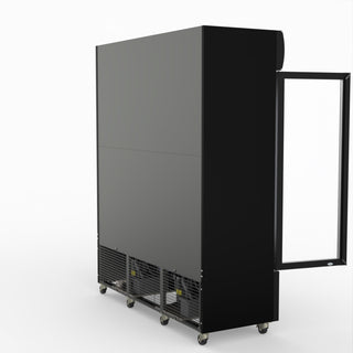 Thermaster 1200L 3 Glass Door Colourbond Upright Drink Fridge Black LG-1203BP