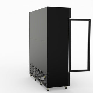 Thermaster 1200L 3 Glass Door Colourbond Upright Drink Fridge Black LG-1203BP