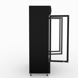 Thermaster 1200L 3 Glass Door Colourbond Upright Drink Fridge Black LG-1203BP