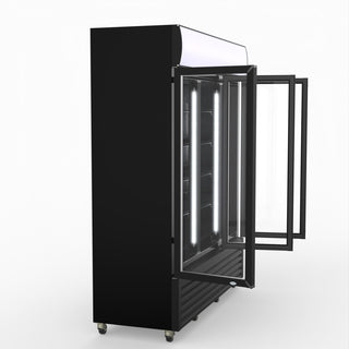 Thermaster 1200L 3 Glass Door Colourbond Upright Drink Fridge Black LG-1203BP