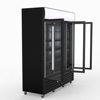 Thermaster 1200L 3 Glass Door Colourbond Upright Drink Fridge Black LG-1203BP