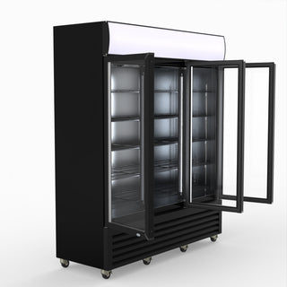 Thermaster 1200L 3 Glass Door Colourbond Upright Drink Fridge Black LG-1203BP