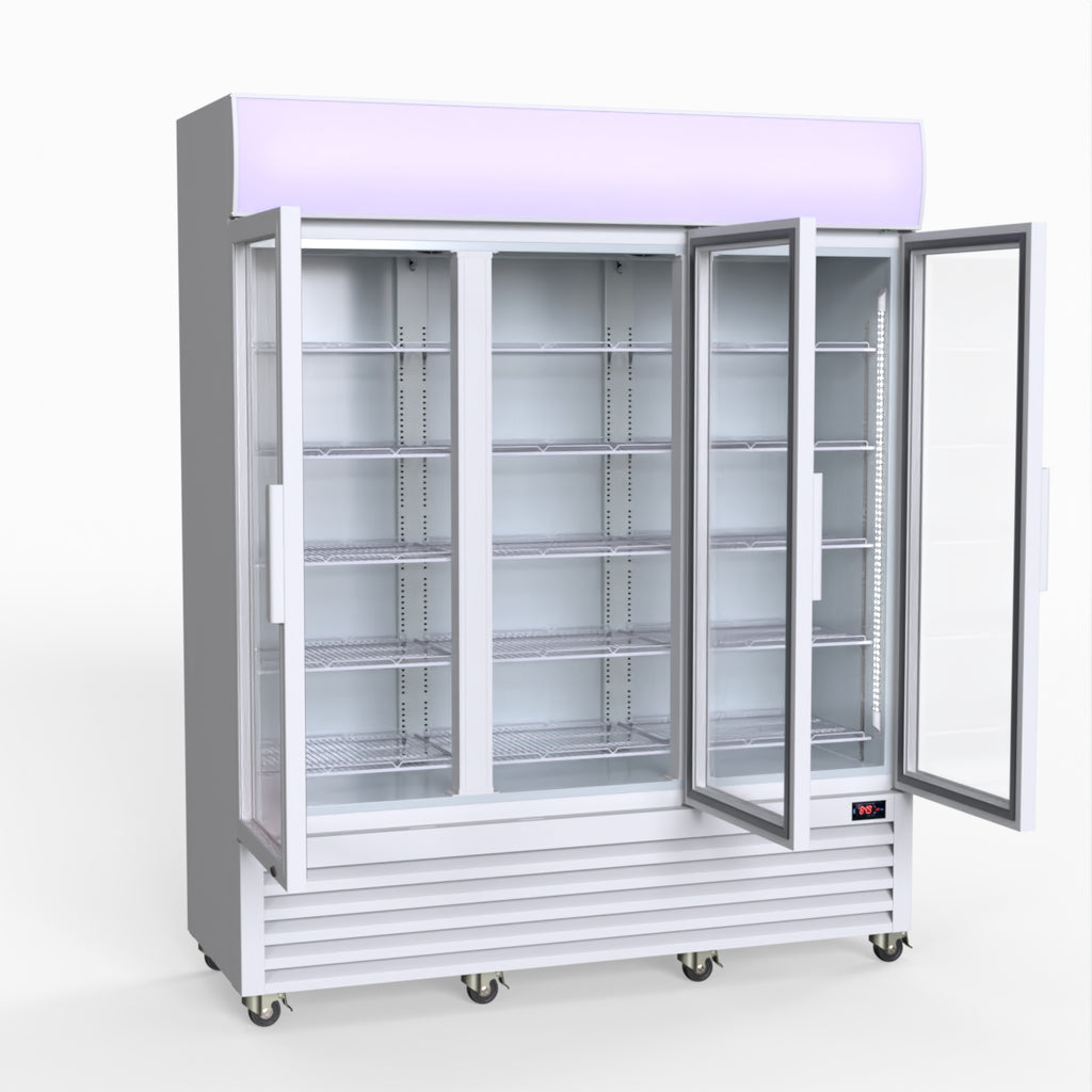 Thermaster 1200L 3 Glass Door Colourbond Upright Drink Fridge White LG-1203P
