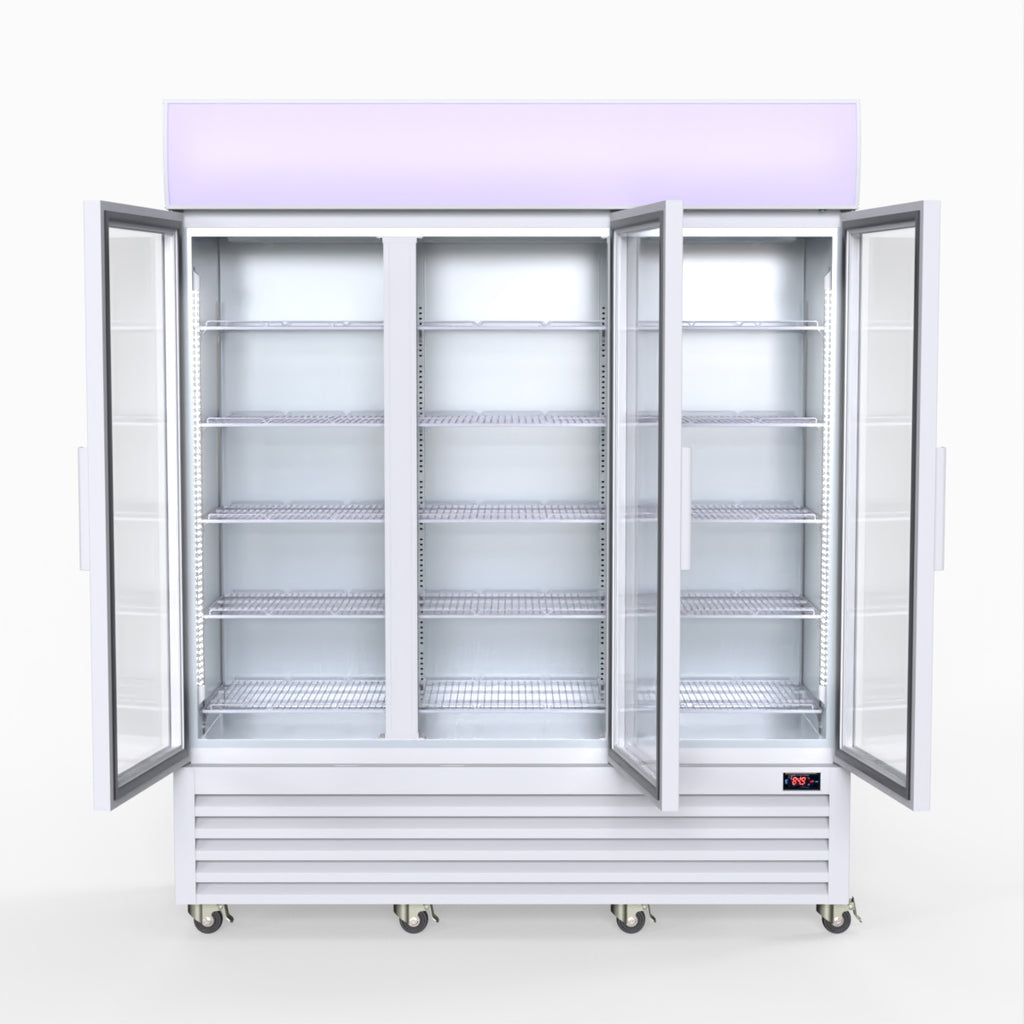 Thermaster 1200L 3 Glass Door Colourbond Upright Drink Fridge White LG-1203P