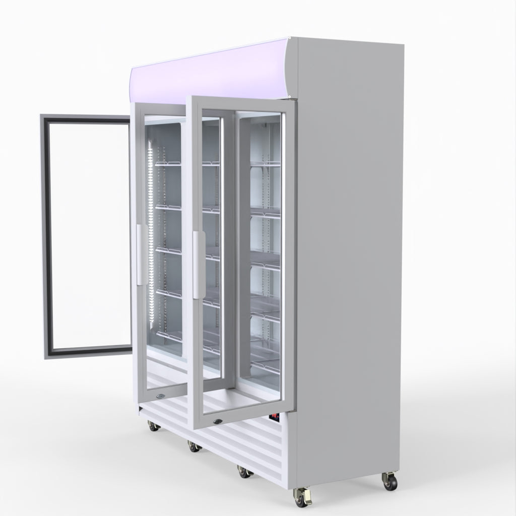 Thermaster 1200L 3 Glass Door Colourbond Upright Drink Fridge White LG-1203P