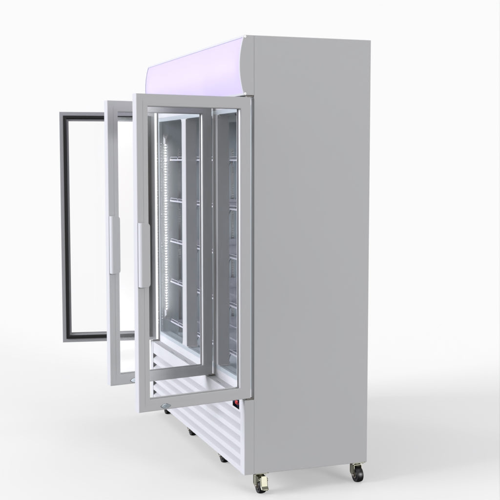 Thermaster 1200L 3 Glass Door Colourbond Upright Drink Fridge White LG-1203P