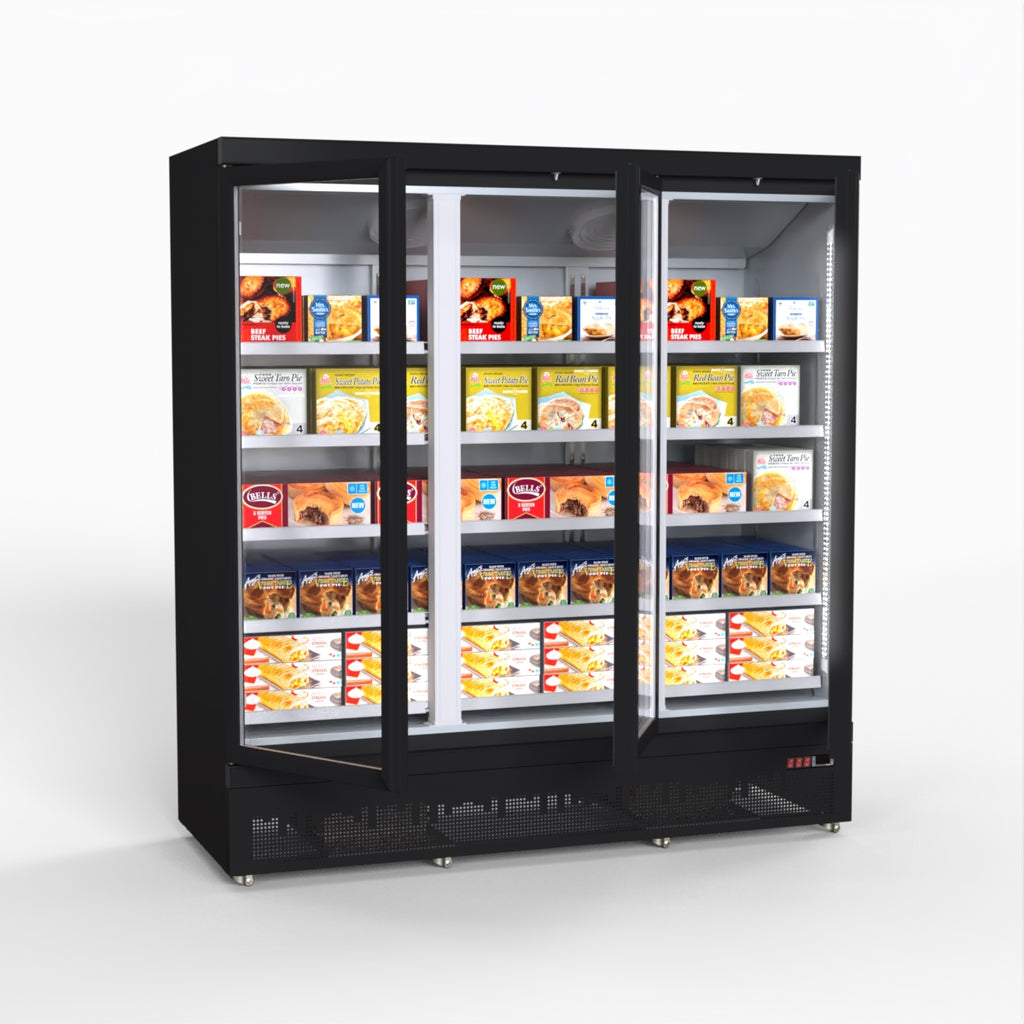 Thermaster 1500L 3 Door Supermarket Freezer Black LG-1500BGBMF