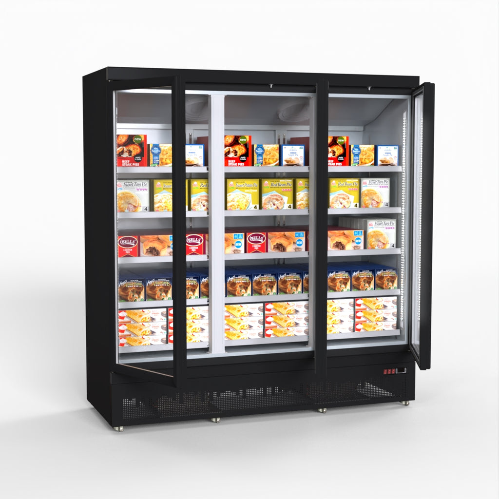 Thermaster 1500L 3 Door Supermarket Freezer Black LG-1500BGBMF