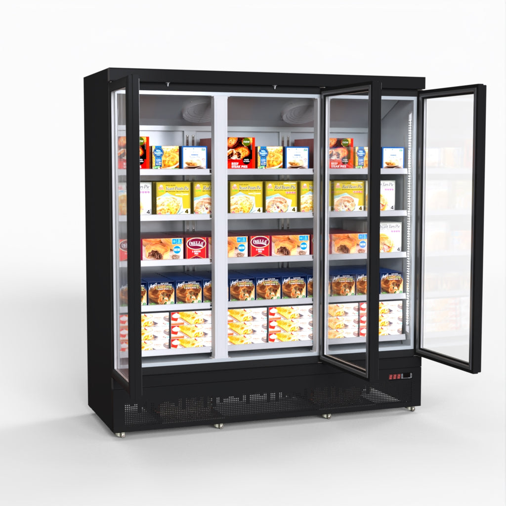 Thermaster 1500L 3 Door Supermarket Freezer Black LG-1500BGBMF
