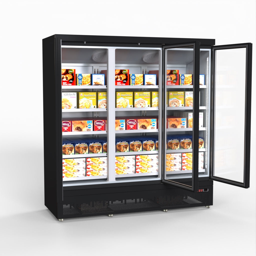 Thermaster 1500L 3 Door Supermarket Freezer Black LG-1500BGBMF