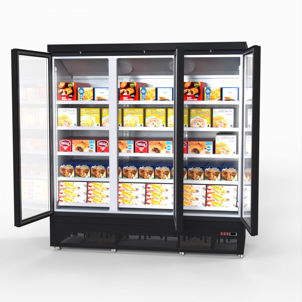 Thermaster 1500L 3 Door Supermarket Freezer Black LG-1500BGBMF