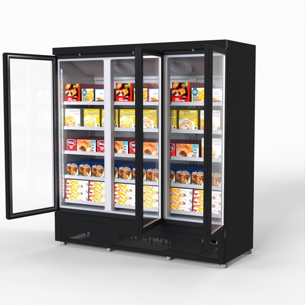Thermaster 1500L 3 Door Supermarket Freezer Black LG-1500BGBMF