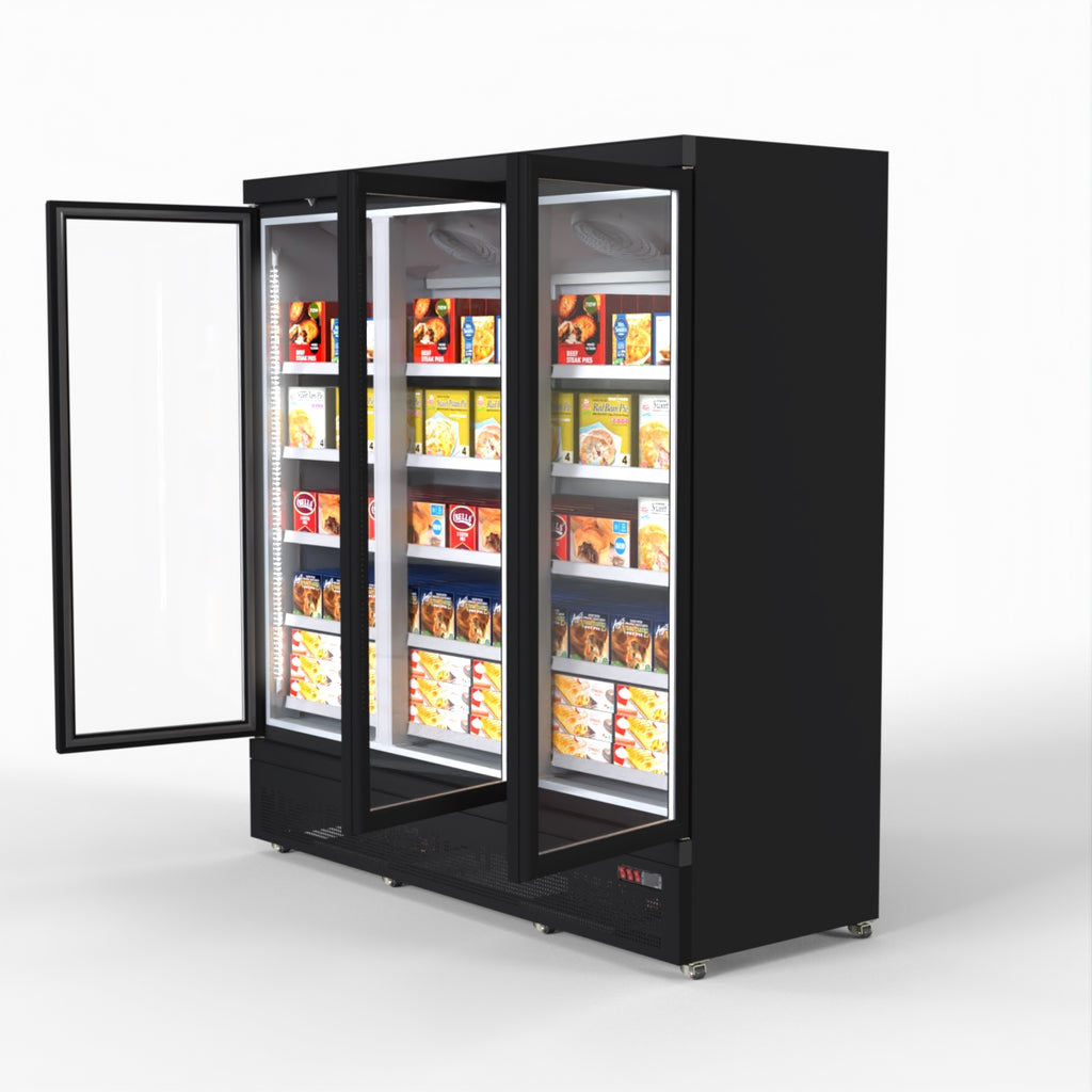 Thermaster 1500L 3 Door Supermarket Freezer Black LG-1500BGBMF