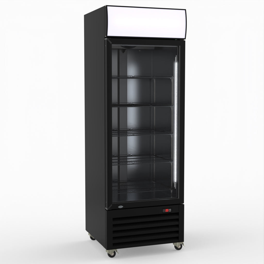 Thermaster 540L Single Glass Door Black Colourbond Upright Drink Fridge LG-540BP