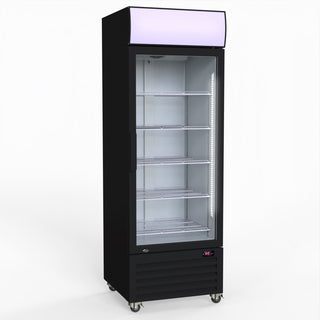 CLEARANCE - Thermaster 540L Single Glass Door Black Colourbond Upright Drink Fridge LG-540BP